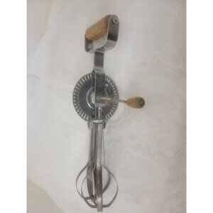Vintage Hand Beater A&J Ekco Brand Wood Handle - Made in USA